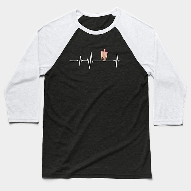 Heartbeat - Boba Tea Baseball T-Shirt by InfiniTee Design